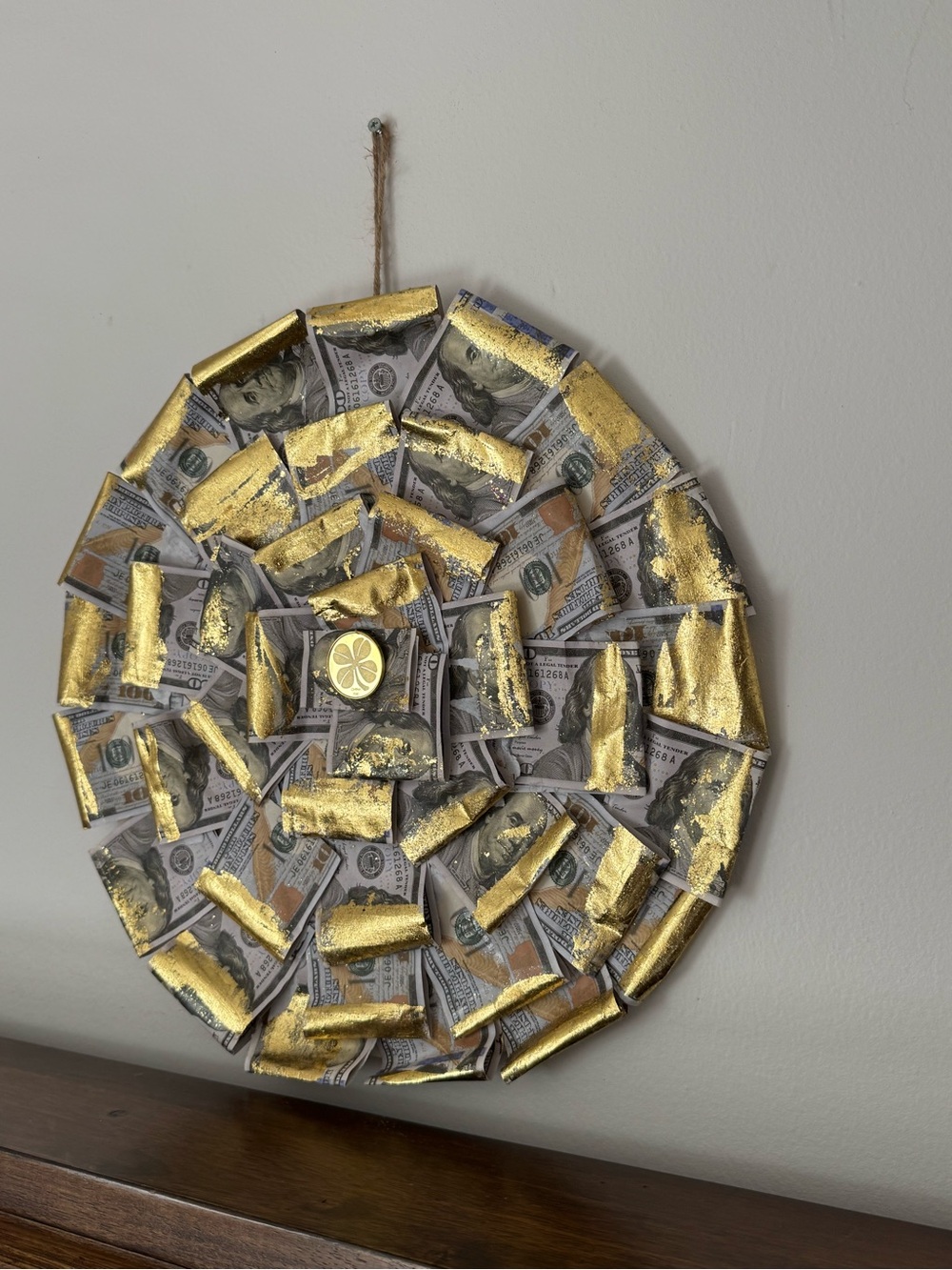 Gold and White Decorative Money Print Wall Art
